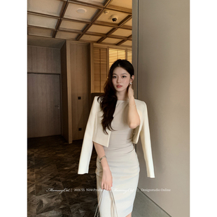 Mummy Cat 下蛋喵【心动的信号】26新品气质美女抽褶包臀连衣裙