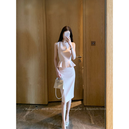 MummyCat下蛋喵 26新品高级职场气质轻奢无袖套装