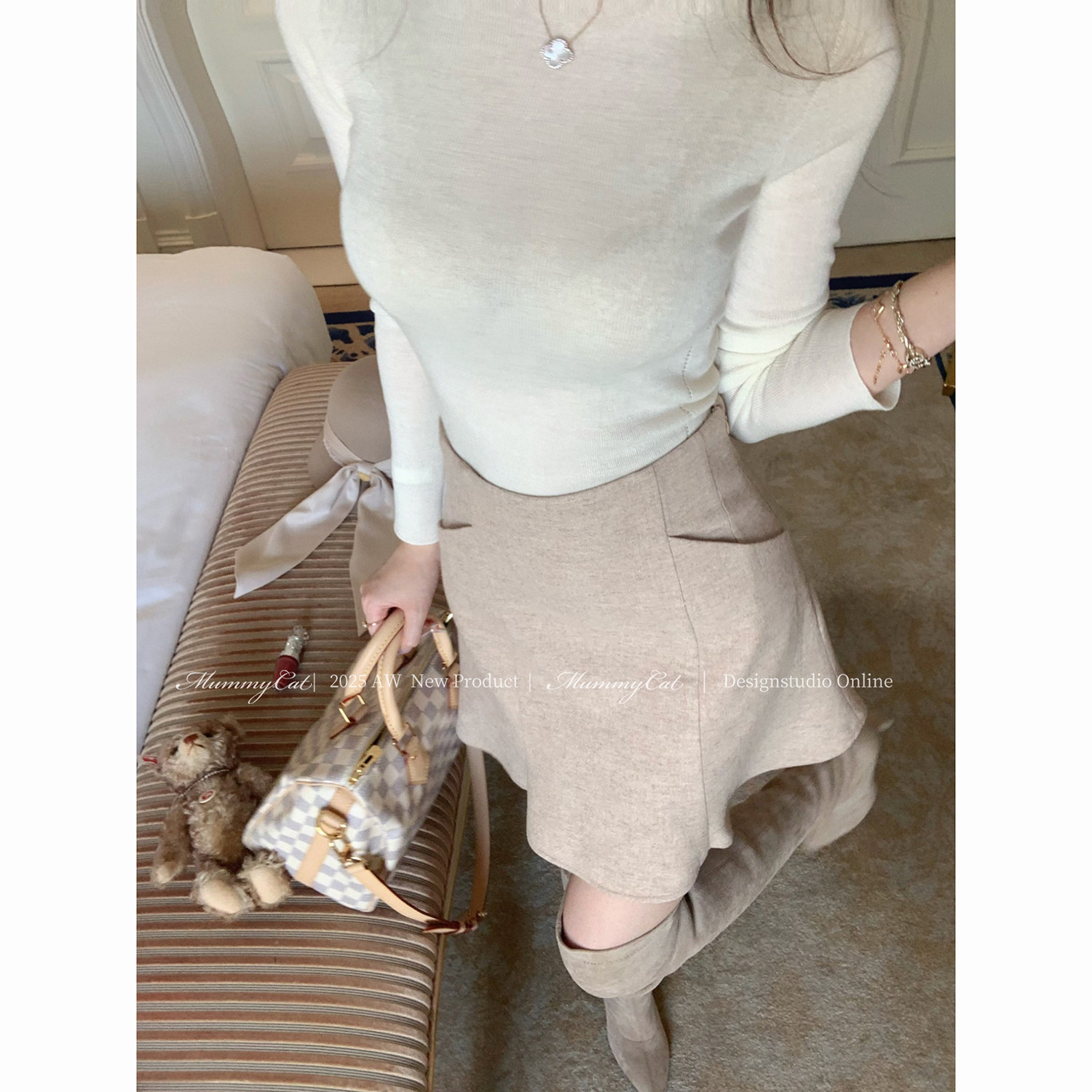 Mummy Cat下蛋喵【百年少女】25新品90羊毛高腰高腰百搭鱼尾半裙