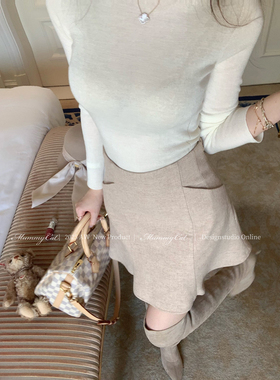Mummy Cat下蛋喵【百年少女】新品90羊毛高腰高腰百搭鱼尾半裙
