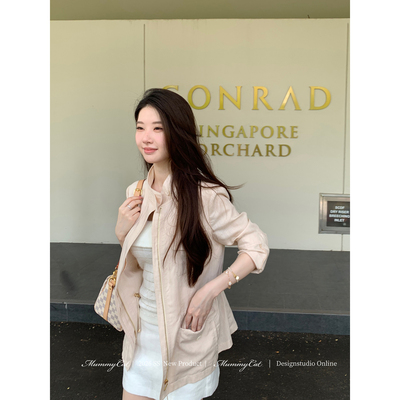 莱赛尔亚麻抽绳收腰口袋夹克外套