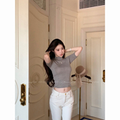 下蛋喵 80支扬子纱无缝一体16针美丽奴羊毛半袖 针织打底上衣