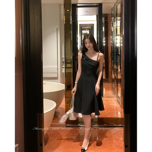 Mummy Cat 下蛋喵【月光文华】新品单肩不对称收腰显瘦连衣裙