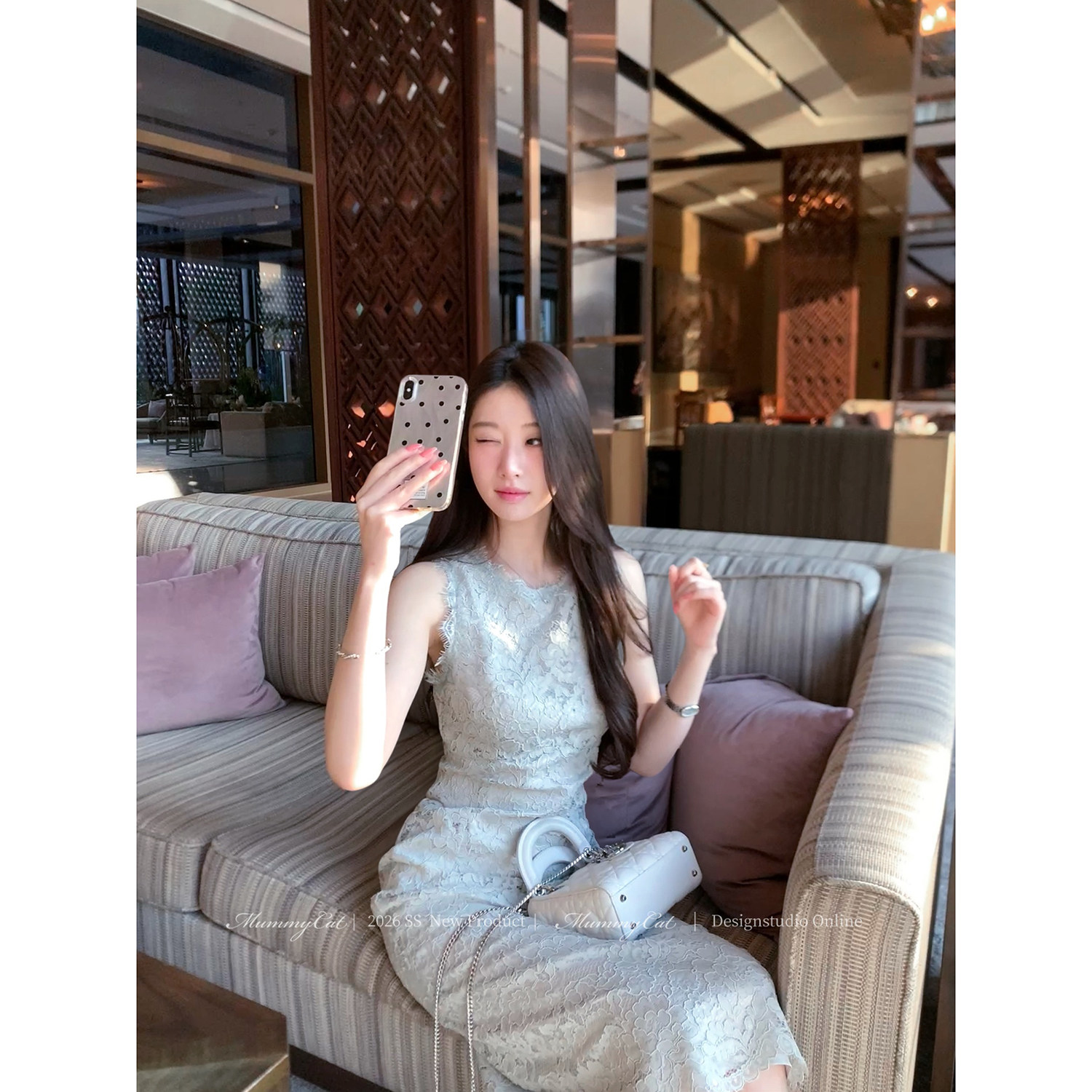 MummyCat下蛋喵【玉生烟】26新品优雅浪漫股线蕾丝修身包臀连衣裙