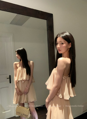 Mummy Cat 下蛋喵【经济上行期美女】新品古早荷叶领抹胸连衣裙