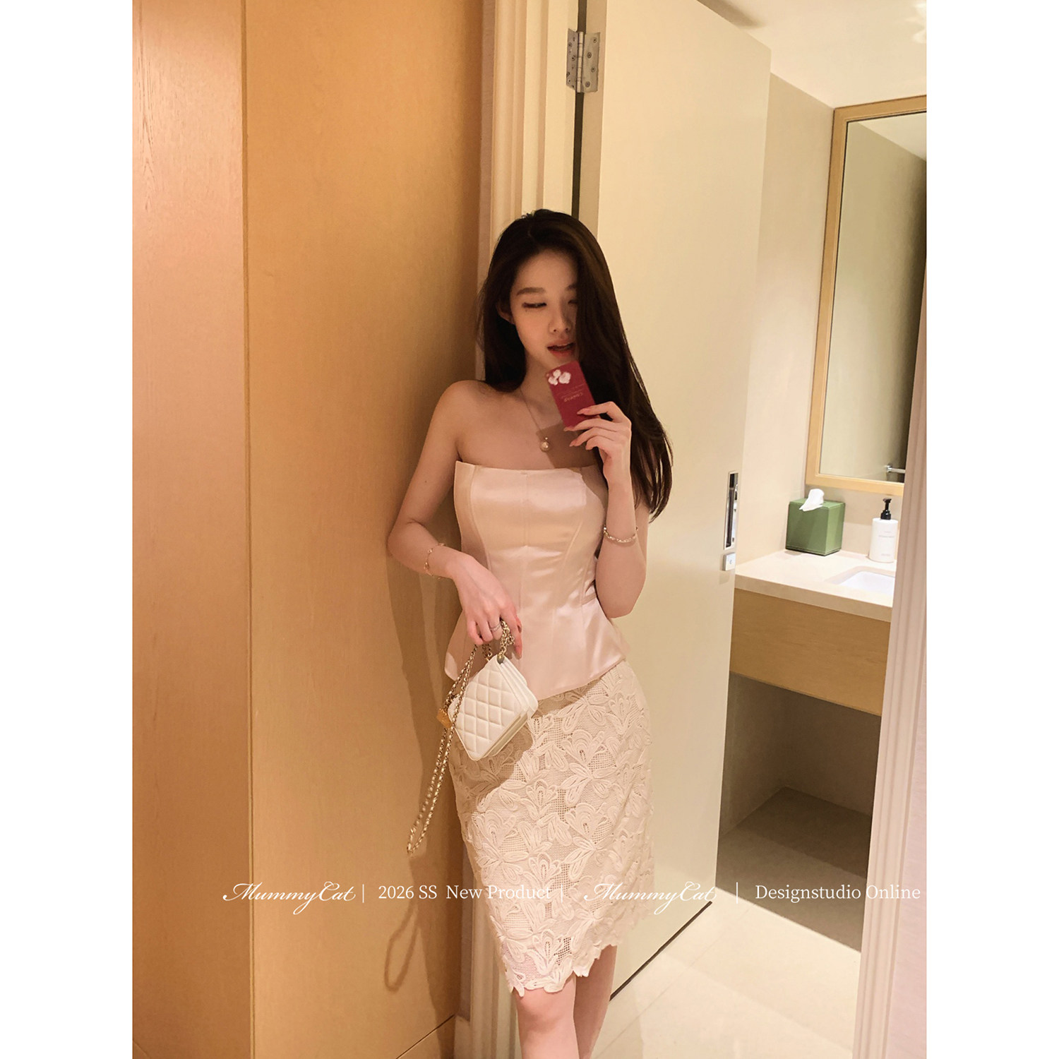 Mummy Cat下蛋喵【春日樱花】26新品45醋酸优雅抹胸鱼骨抹胸胸衣