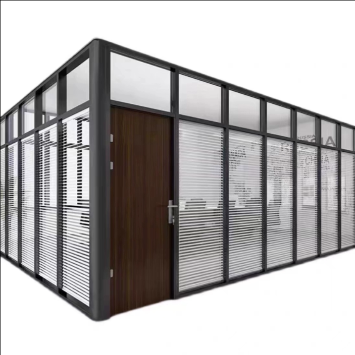 定制上海玻璃隔断墙办公室屏风高隔断定做铝合金双玻带百叶配件