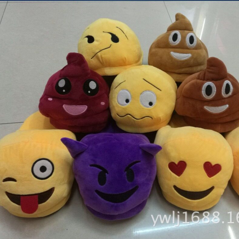 新品福利新款QQ表情便便全包半拖鞋笑脸emoji拖鞋 便便超柔棉拖鞋