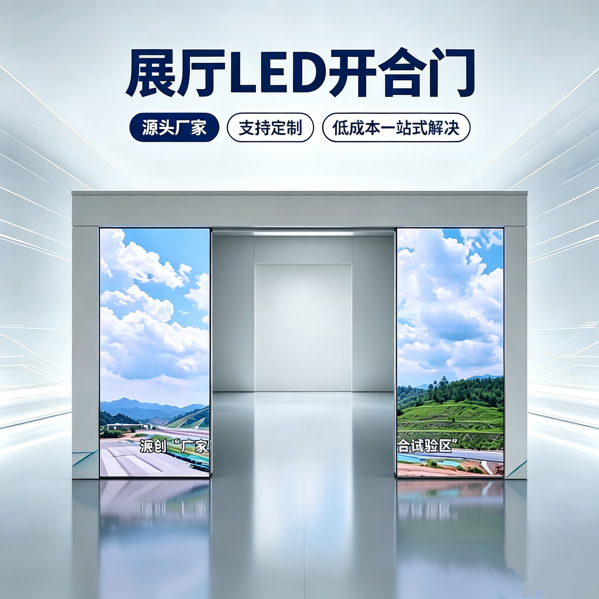 智能电动开合互动LED屏机械塞拉门展厅舞台酒店直弧旋转滑轨轨道