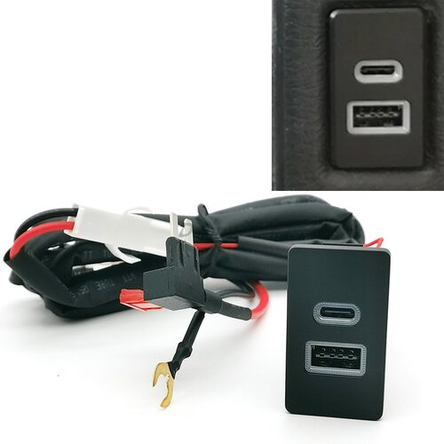 适用于丰田花冠 LC80改装QC3.0车充USB Type C PD+音频 蓝色灯