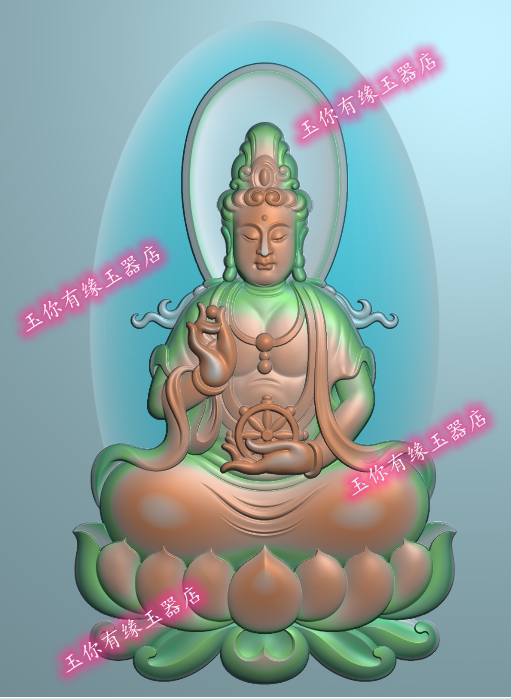 正装坐莲花观音自在坐观音玉雕浮雕图精雕图jdp灰度图电脑雕刻
