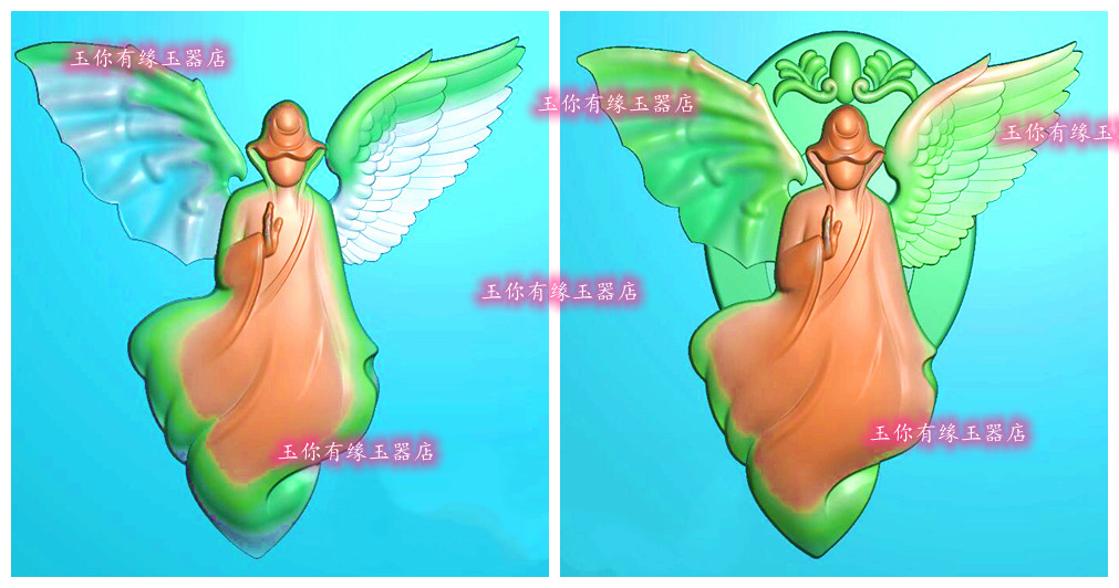 恶魔天使精雕图机雕图玉雕图翅膀人物一念之间