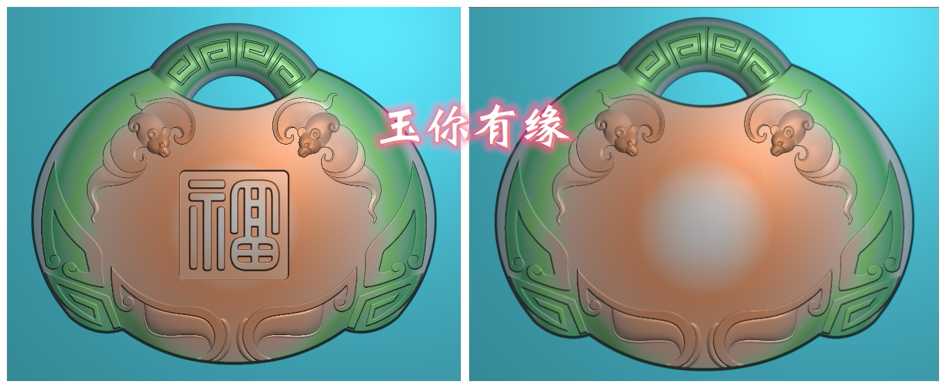 宝宝平安锁精雕图灰度图浮雕图 电脑雕刻图 玉雕福寿锁机雕图