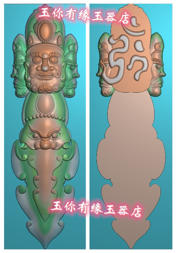 双面金刚罗汉 金刚杵 精雕图 浮雕 玉雕 灰度图 电脑雕刻 JDP BMP