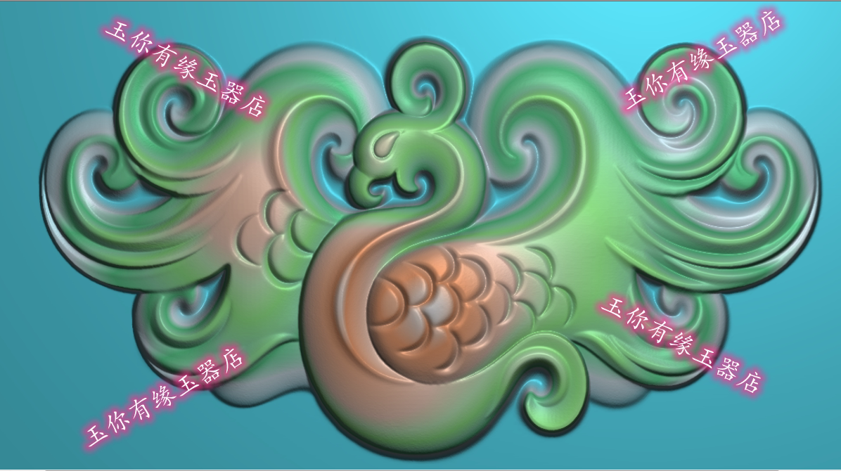 随型镂空凤凰挂件带线精雕图浮雕玉雕灰度图jdpbmp电脑雕刻图凤凰