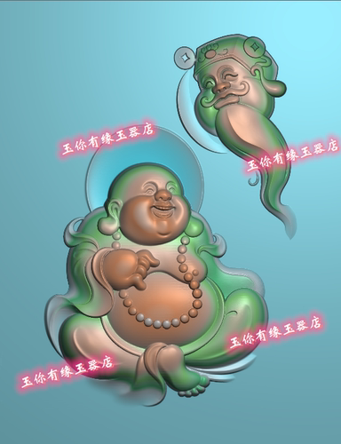 财神佛，弥勒大佛p深雕灰度图