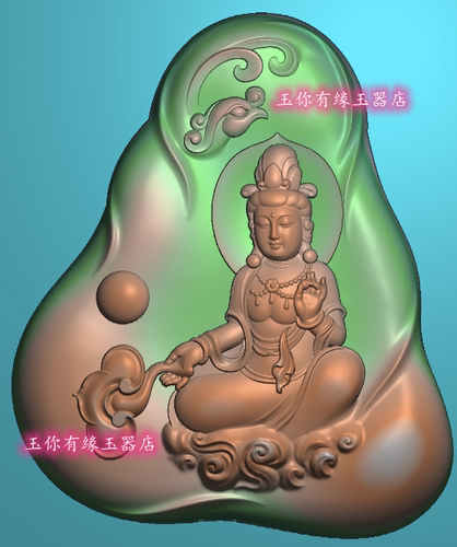 浮雕灰度电脑凤头随型莲花观音