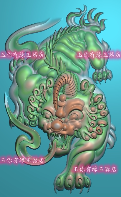 金钱貔貅 招财瑞兽 46牌 精雕图 浮雕玉雕灰度图 电脑雕刻jdp bmp