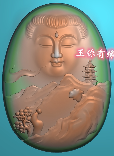 佛 悟道 一心向佛 佛拜观音 精雕图 玉雕图