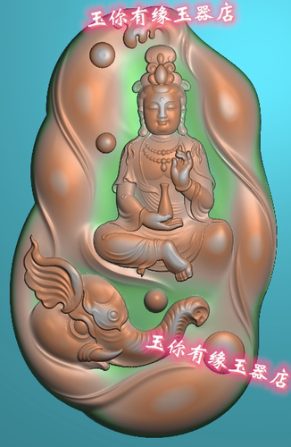 随形象头观音普贤菩萨普贤大象观音精雕图p 灰度图bmp 浮雕图