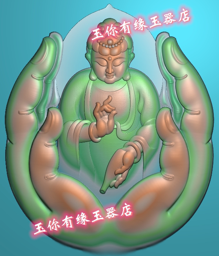 佛手观音手净瓶滴水站观音 精雕图浮雕玉雕灰度图电脑雕刻JDP BMP