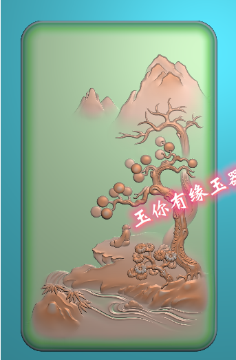 山水牌精雕图山水人物牌玉雕图牌头框江南山水牌玉牌高山流水