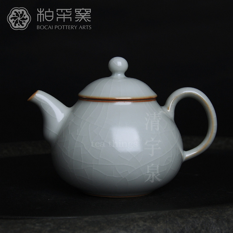 台湾柏采汝窑茶壶冬青釉月白 柏采 HR-136E 知遇壶开片汝瓷泡茶图片