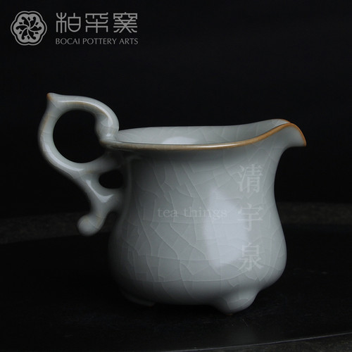 台湾柏采汝窑茶海冬青釉月白 柏采窑 IR-109E 奇茗公道杯汝瓷开片