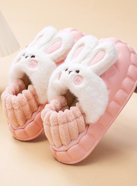 防水可拆卸棉拖鞋女士冬季外穿毛绒保暖室内家居防滑厚底包跟棉鞋