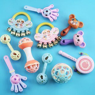 手摇铃玩具婴儿0到3个月拨浪鼓6新生小宝宝沙锤抓握训练2龄手摇铃