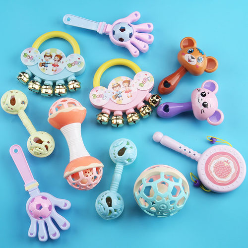 手摇铃玩具婴儿0到3个月拨浪鼓6新生小宝宝沙锤抓握训练2龄手摇铃
