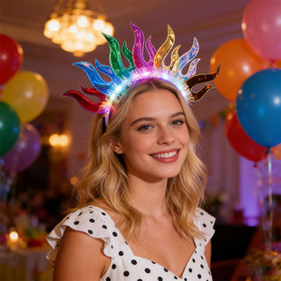 饰LED闪灯头饰狂欢节舞会用 跨境发光头箍镭射彩膜派对舞台表演装