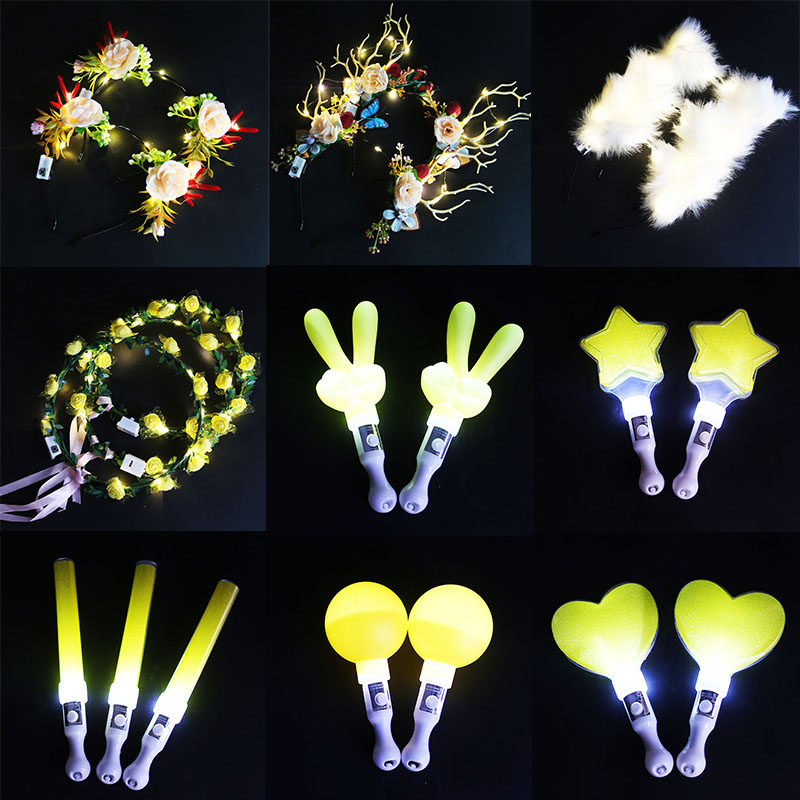 노란색 오각별 머리띠 지지봉 별 머리띠 야광 머리띠 응원봉 콘서트 소품 어린이 공연