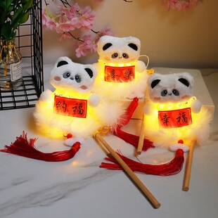 新款手提古风发光灯笼儿童熊猫公仔玩具节日礼品夜市摆地摊小商品