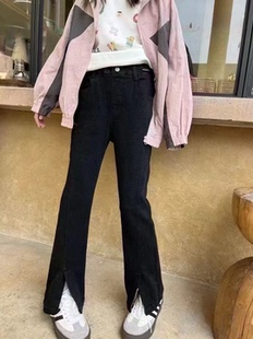 波拉韩版童装女童加绒牛仔裤一体绒女童小脚裤小女孩长裤无吊牌