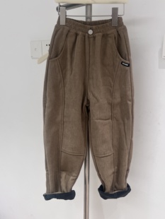 小象汉姆童装冬款儿童加绒裤子一体绒男童休闲裤女童灯芯绒裤长裤