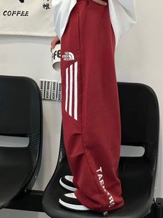 波拉韩版童装2025秋季本命年红色儿童卫裤女童运动裤男童直筒裤