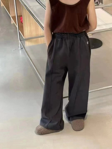 波拉韩版童装春秋字母刺绣儿童卫裤女童直筒裤男童长裤