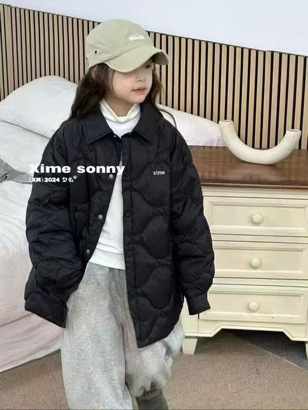 波拉童装2025冬季轻薄儿童羽绒服外套女童白鸭绒衬衫男童校服神器