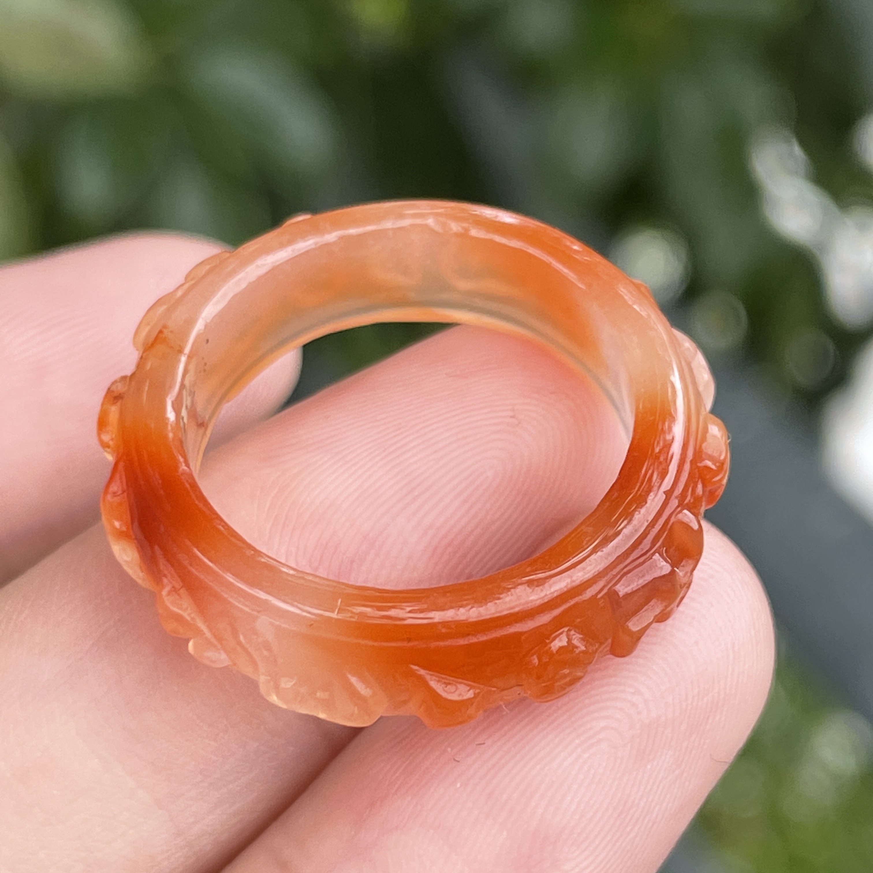 天然南红玛瑙俏色巧雕戒指指环戒圈指环男女款饰品礼物内径19.5mm