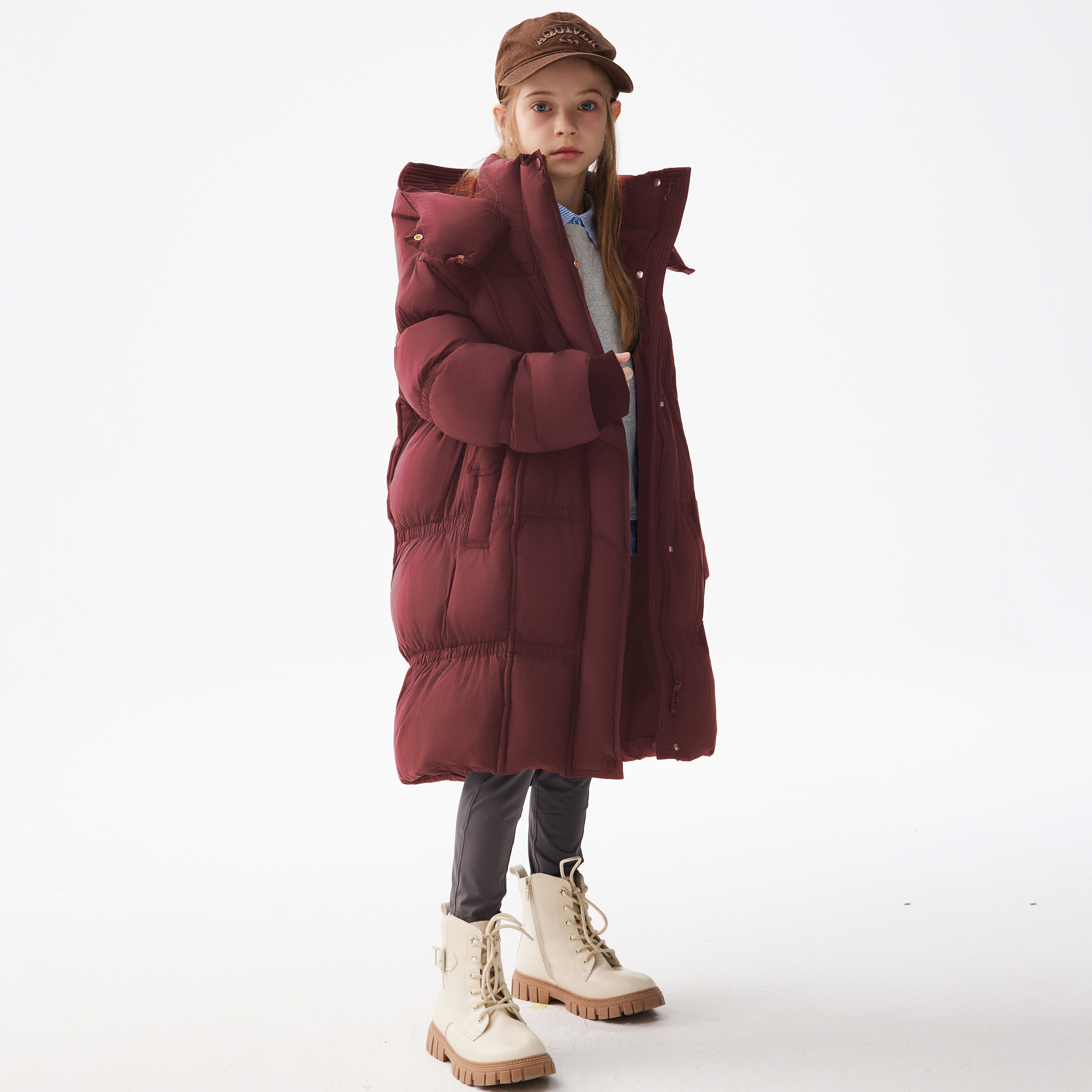 女童长款羽绒服三防中大童亲子装