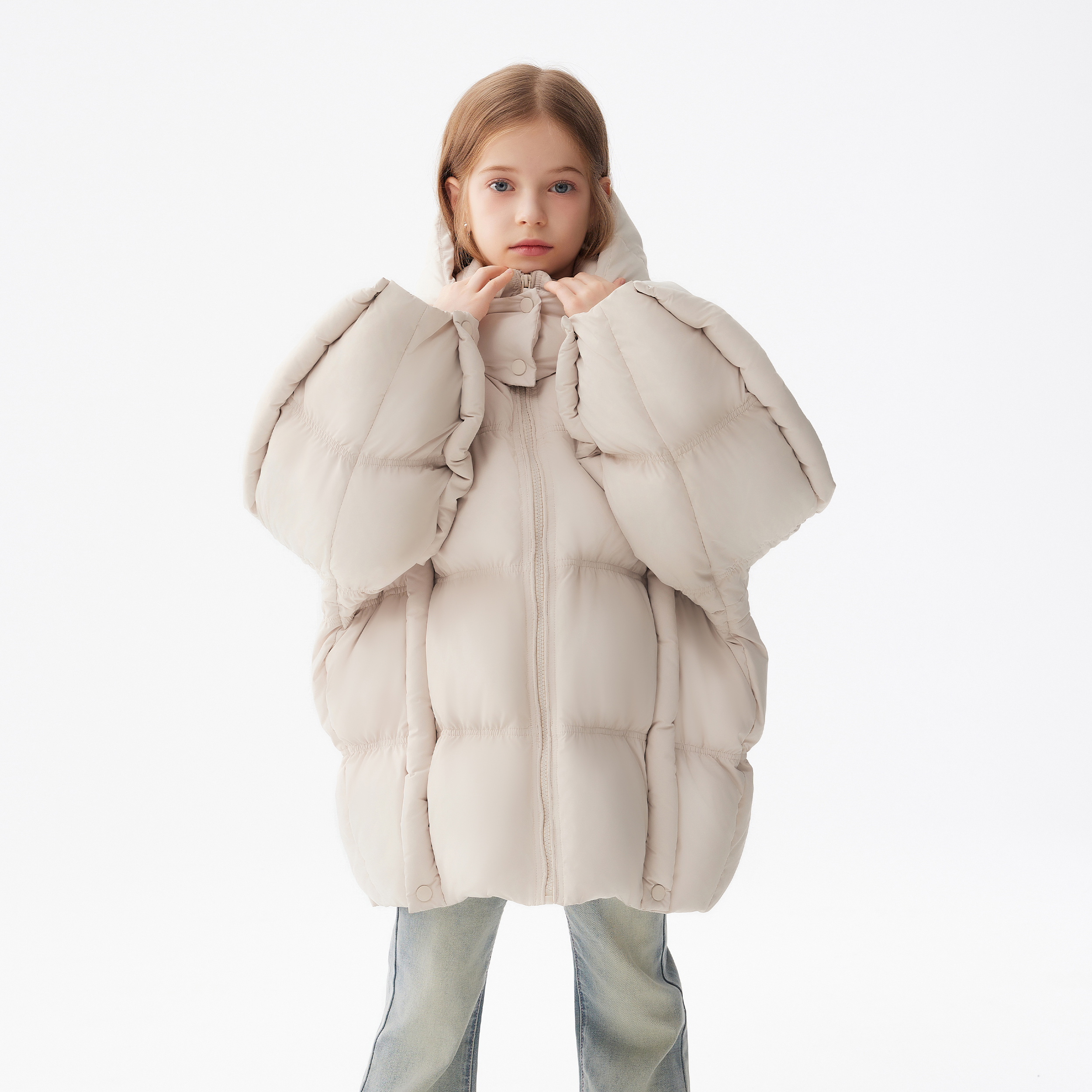 善元童装女童鹅绒服中长款亲子冬季儿童极寒超厚羽绒服中大童外套