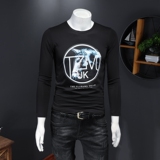 2024年秋欧洲站男士印花长袖T恤衫丝光棉D208-H09P60长期款假模，男装T恤，电商D208