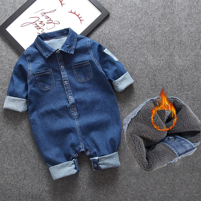 2-18个月婴幼儿牛仔开衫连体衣