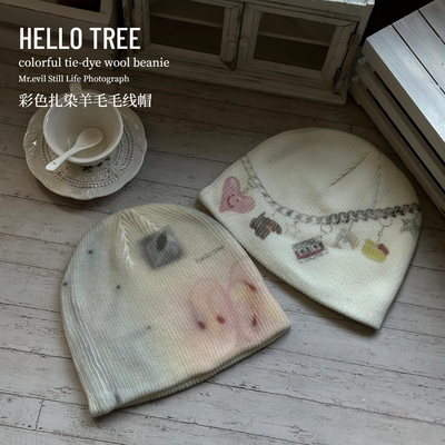 漂亮的扎染色！显脸小羊毛包头帽