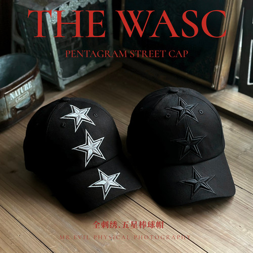WASC潮牌重工刺绣五角星星棒球帽子通用街头美式潮帽大头围鸭舌帽 - 封面