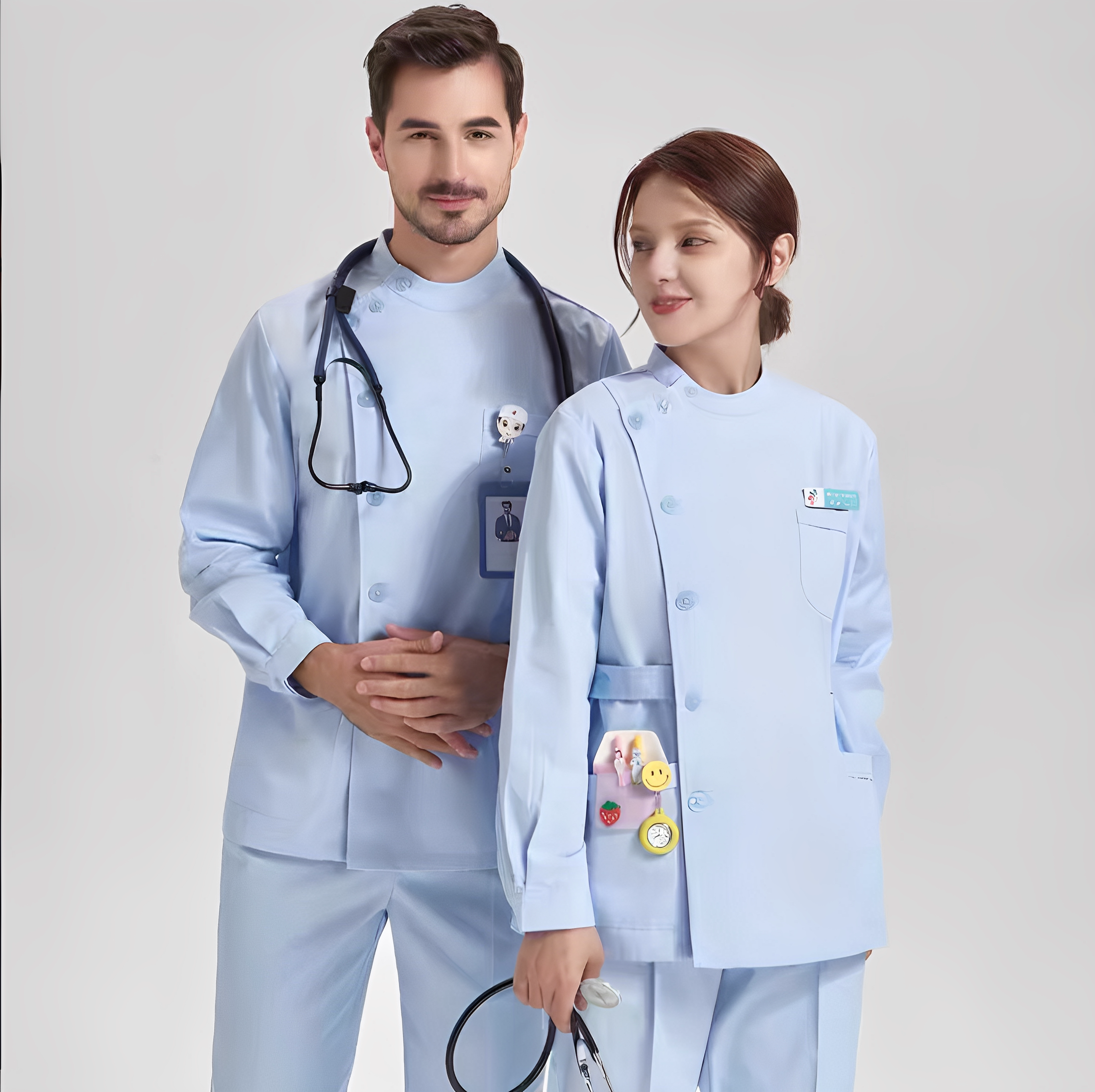 护士服分体套装牙科口腔护理工作服医护长袖女偏襟立领短袖医生服