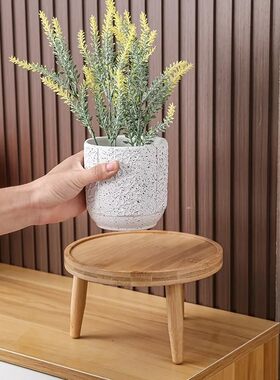 陶瓷花盆底座木座托架花架子室内客厅阳台落地式绿植木质增高架