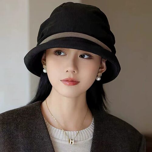 灯芯绒显脸小遮阳鸭舌帽女款