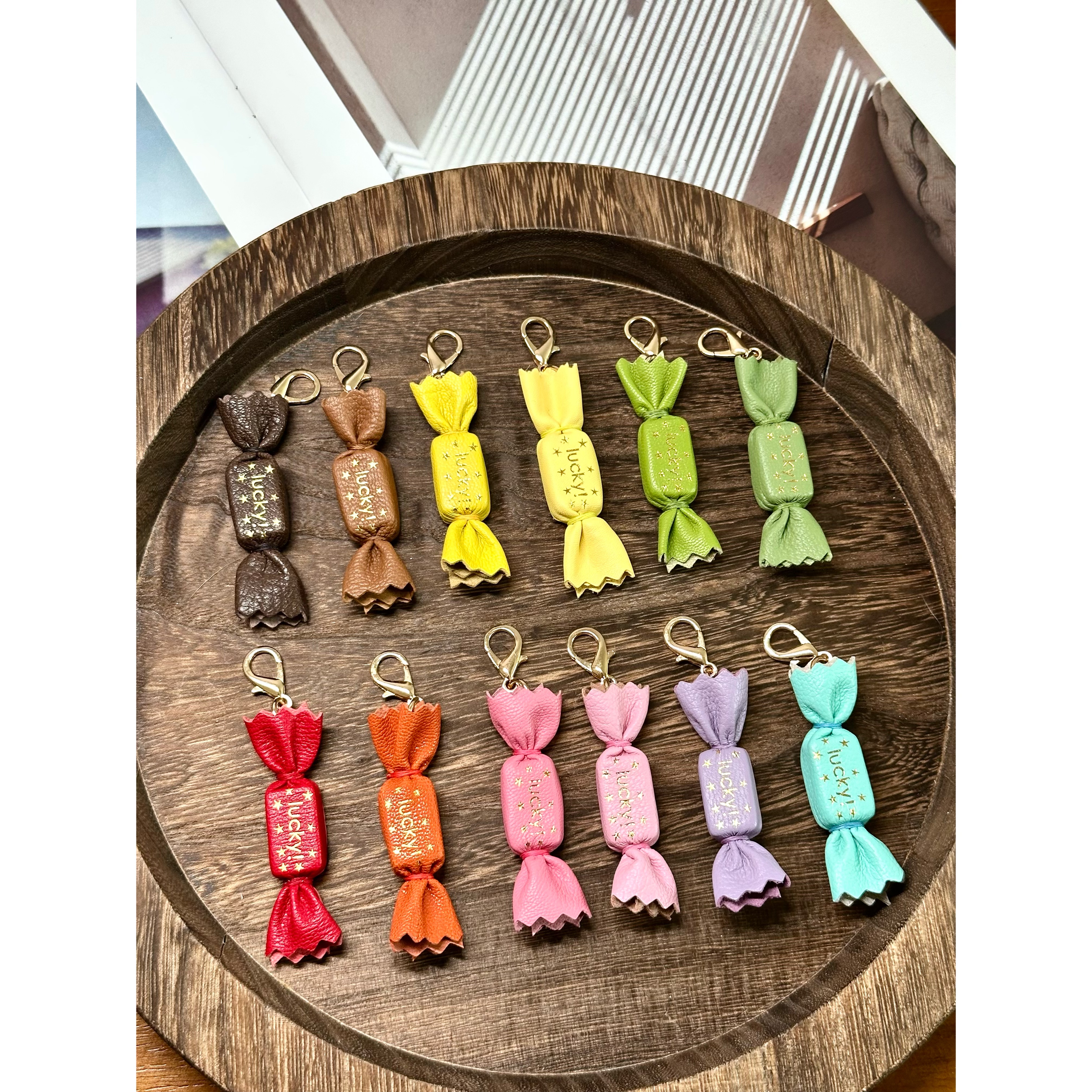 羊皮糖果挂件lucky好运真皮包挂件手机链吊坠车钥匙挂饰伴手礼物
